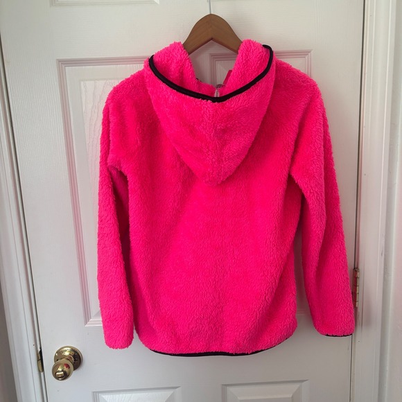 Calvin Klein Performance Neon Pink Sherpa Fleece Quarter Zip Hoodie Womens Large - Picture 3 of 5